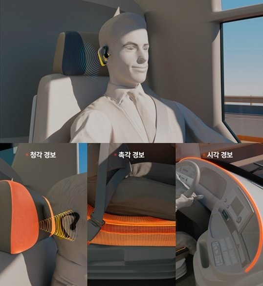 실시간으로 운전자의 뇌파를 감지해 시각, 청각, 촉각 등 다양한 감각기관으로 부주의 운전을 경고해 사고저감에 기여하는 현대모비스 엠브레인(현대모비스 제공)